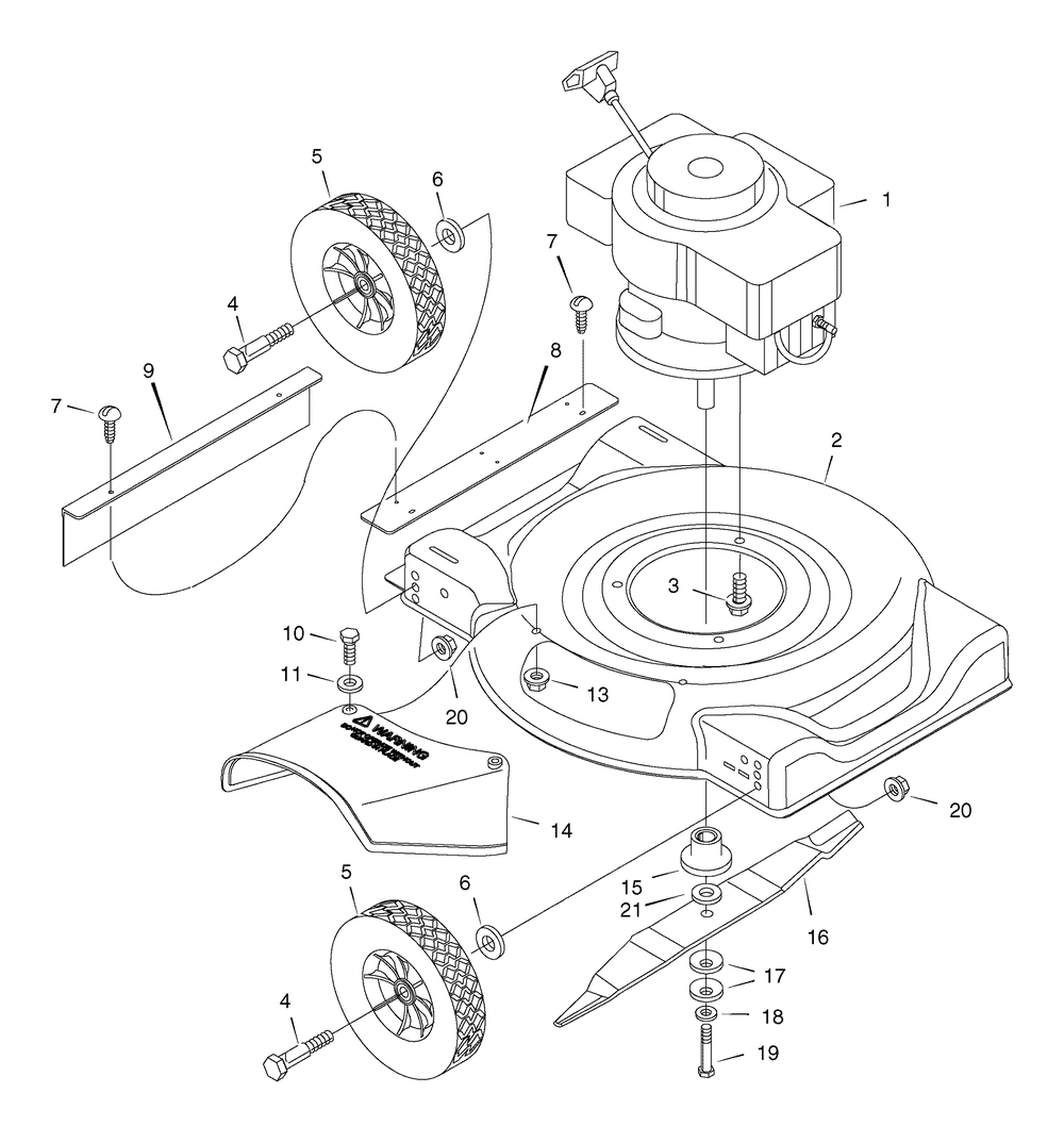 Mower Housing Assembly Diagram and Parts List for 201010X51A 2007 Briggs and Stratton Lawn Mower
